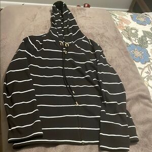 Black and White Striped Hoodie